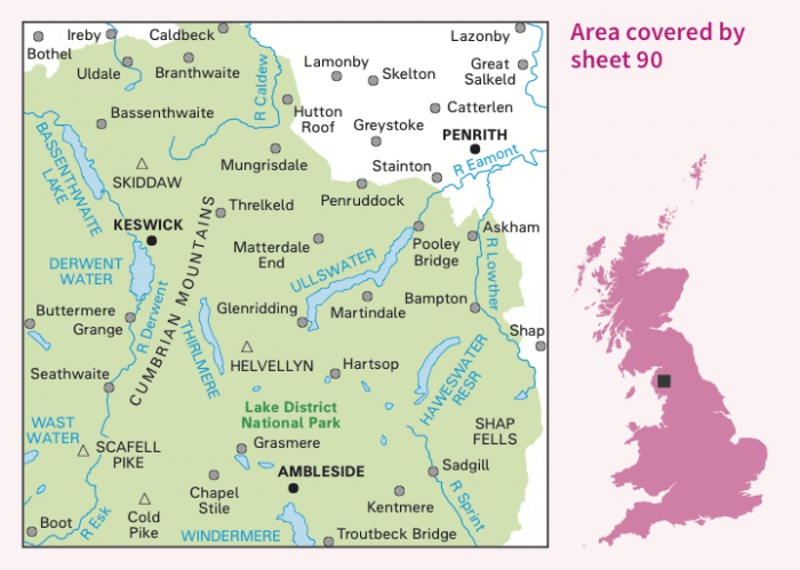 OS Landranger Map 90 - Penrith and Keswick Ambleside-1